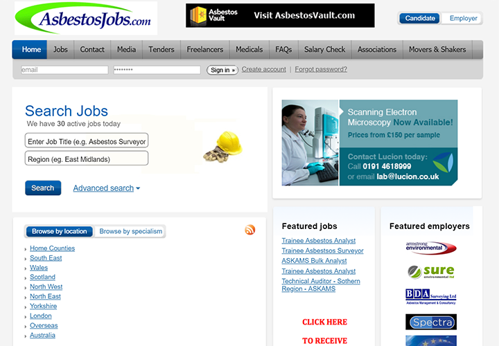 Old Asbestos Jobs Website