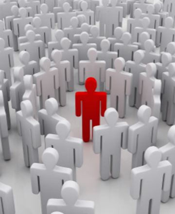 Red man distinctly highlighting from white men