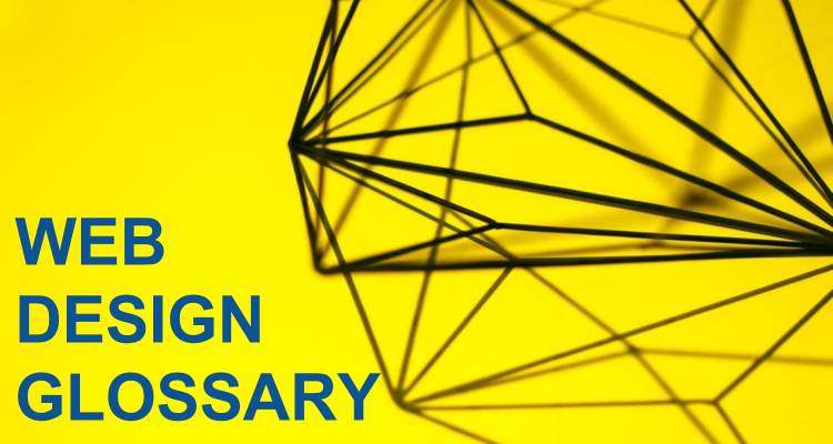 Web Design Glossary on yellow background